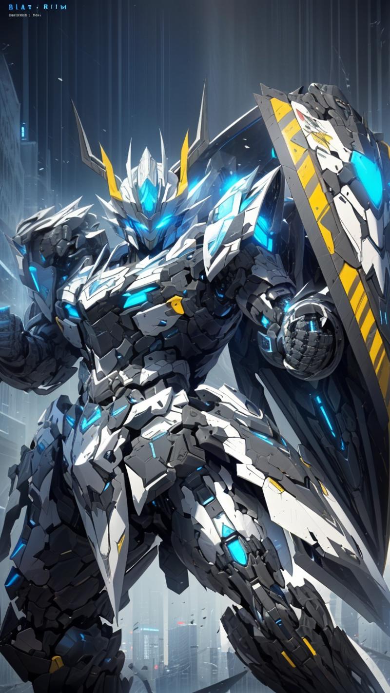 05065-1181366073-,mecha robot,no humans,mecha armor,full armor,(black grey color scheme_1.2),glowing blue eyes,city,(upper body),clenched hand,,m.png